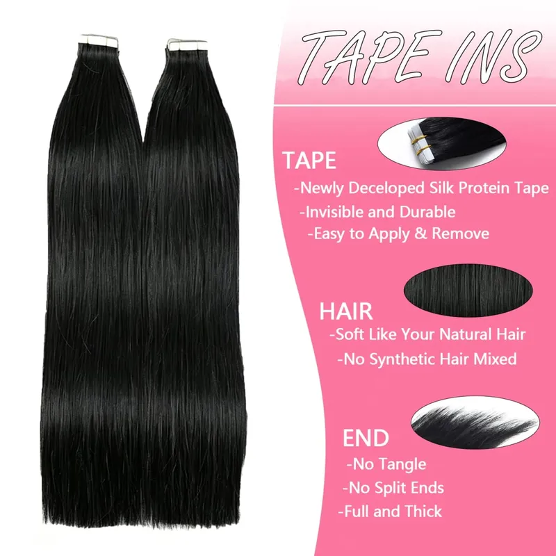 Straight Tape In Hair Extensions 100% Real Remy Human Hair Skin Weft Salon Quality For Woman 50G Tape Ins Human Hair Extension