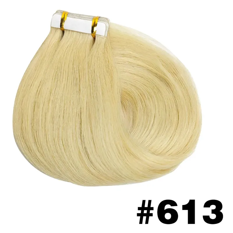 Straight Tape in Hair Extensions 100% Human Hair Seamless Invisible Straight Skin Weft 20pcs/50g Tape in Hair Extension For Wome