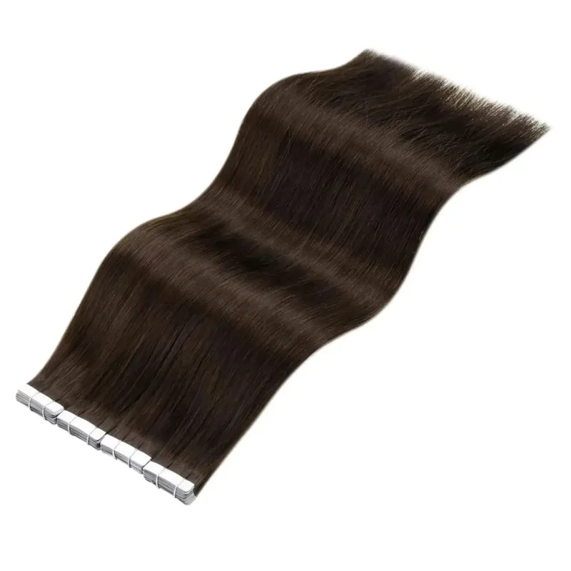 Tape In Hair Extensions Human Hair Dark Brown 50G 20Pcs Invisible Seamless Skin Weft Remy Human Hair Brown Tape Hair Extensions — image 6