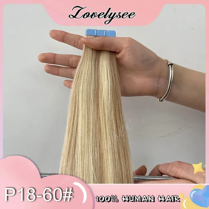 Balayage Tape In Hair Extensions Human Hair 100% Remy Hair Straight Seamless Invisible 20Pcs/40Pcs Tape Ins Human Hair Chick End — image 9