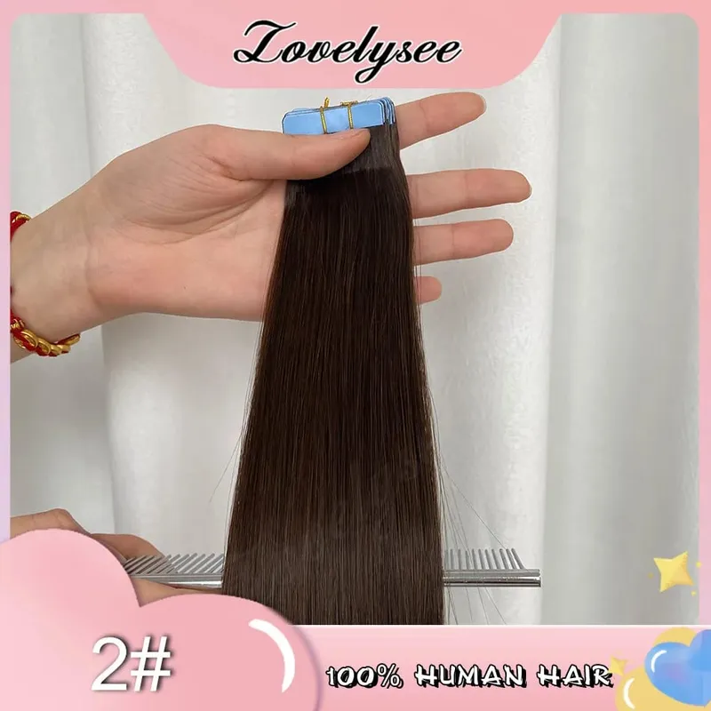 Balayage Tape In Hair Extensions Human Hair 100% Remy Hair Straight Seamless Invisible 20Pcs/40Pcs Tape Ins Human Hair Chick End — image 11
