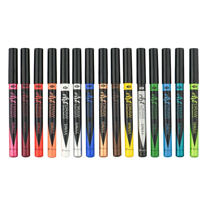 Pena Eyeliner Bibir 15 Warna Hitam Biru Multiwarna Metalik Mutiara Glitter Matte Finish Pena Rias Mata Gaya Smokey Punk — image 2