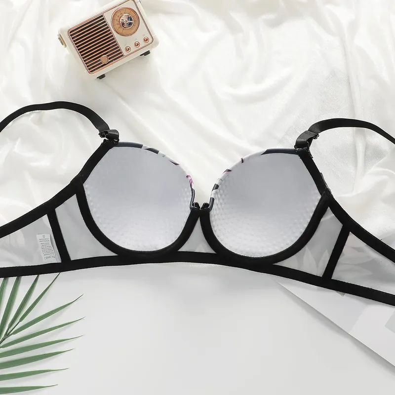 Sexy Lingerie Set for Women Pretty Printed Brassiere Push Up Bra with Steel Ring Everyday Underwear Panty Bras Set S-XL — image 4