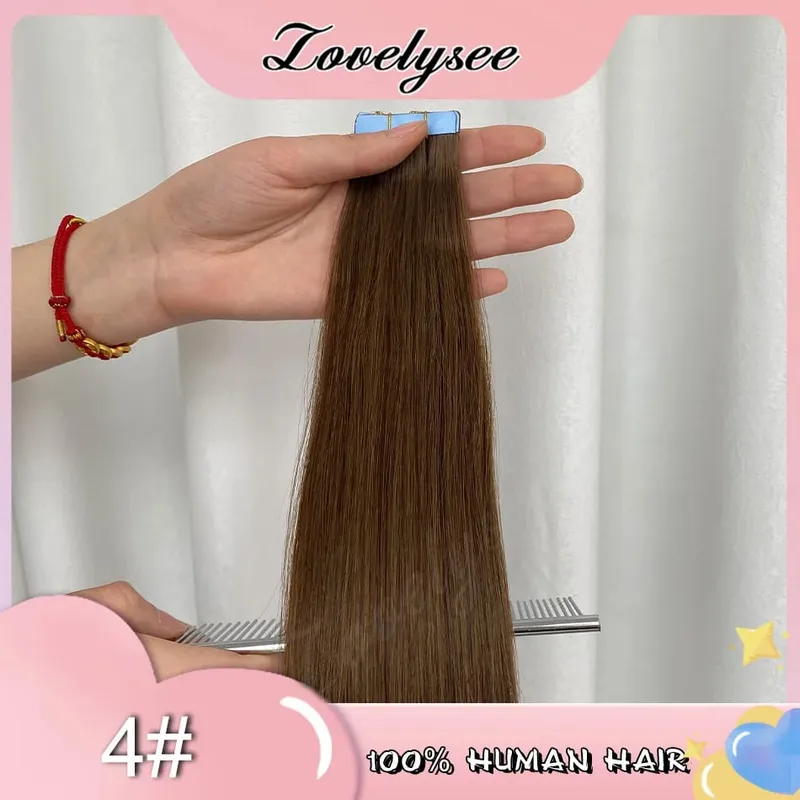 Balayage Tape In Hair Extensions Human Hair 100% Remy Hair Straight Seamless Invisible 20Pcs/40Pcs Tape Ins Human Hair Chick End — image 12