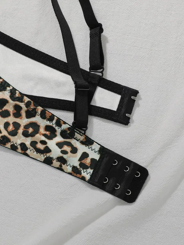 Sexy Leopard Lace Bra Set No Underwire Bra and Panty Set Women's Lingerie Set Soft Comfort Wireless Push Up Daily Wear