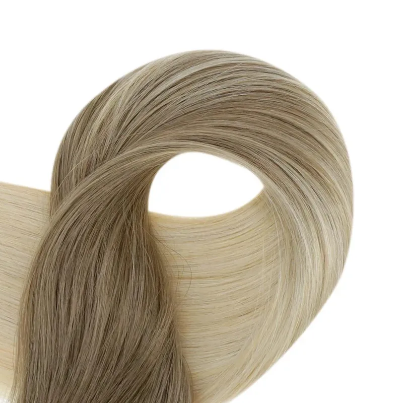 Clip invisible sin costuras Full Shine en extensiones de cabello humano 8 piezas 120 g Remy Balayage Color rubio — image 3