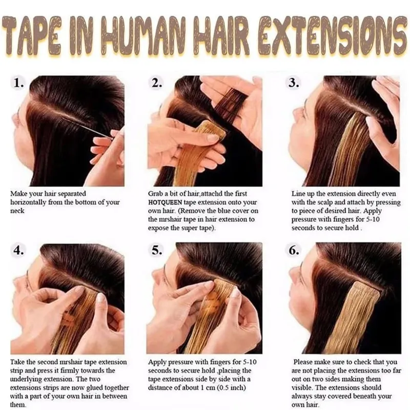 Tape In Hair Extensions Human Hair 50G 20Pcs #4/27 Highlight Color Tape Ins Straight Double Sided Skin Weft Remy Human Hair Tape — image 6