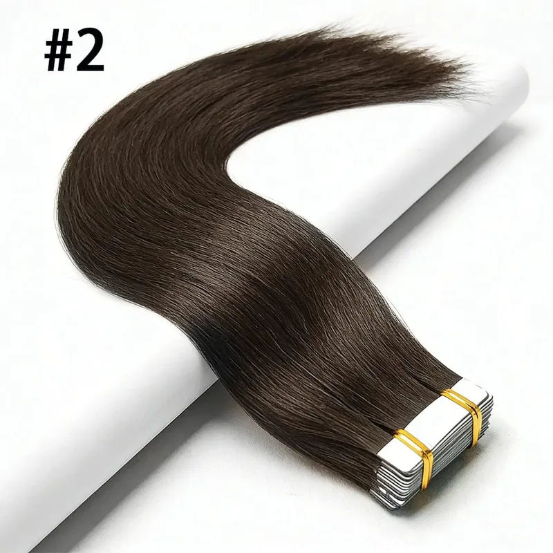 Tape In Hair Extensions Human Hair 50G 20Pcs #4/27 Highlight Color Tape Ins Straight Double Sided Skin Weft Remy Human Hair Tape — image 9