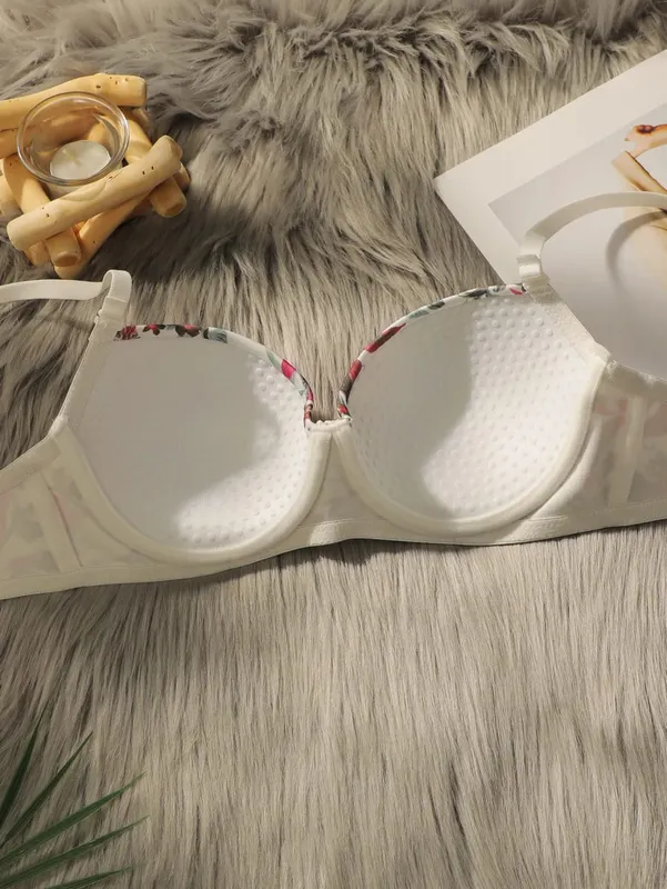 Women Pretty Printed Push Up Bra & Panty Set Lace Underwire Bras Sexy Lingerie Set for Women Comfortable Everyday Underwear — image 4