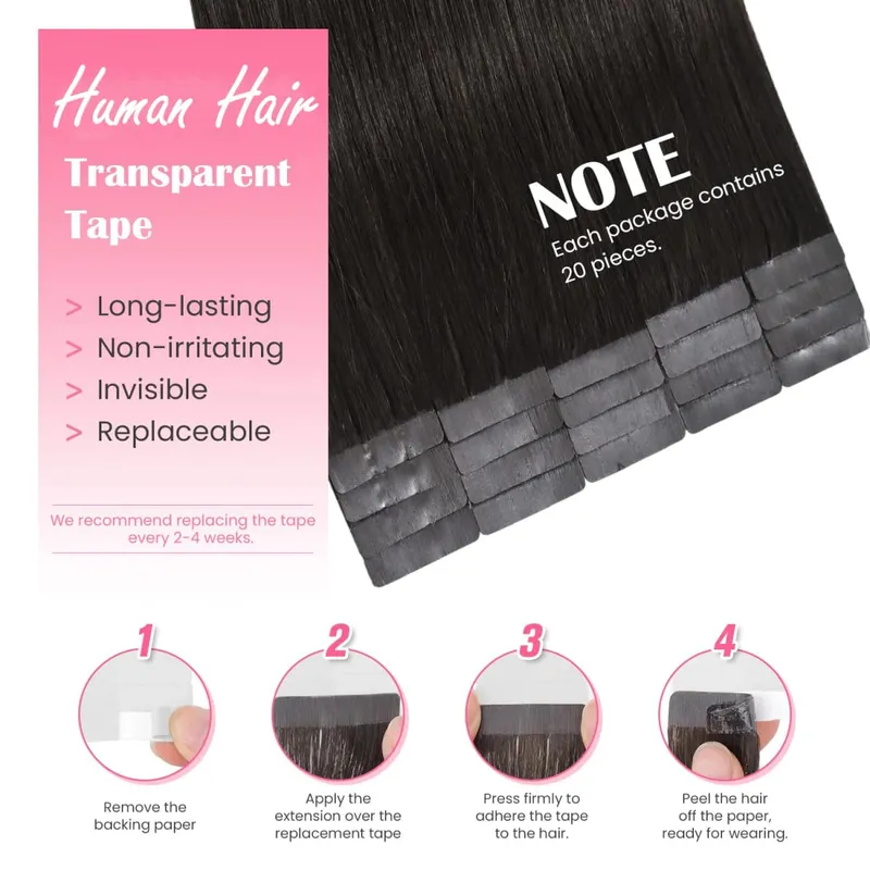 Straight Tape In Hair Extensions 100% Real Remy Human Hair Skin Weft Salon Quality For Woman 50G Tape Ins Human Hair Extension