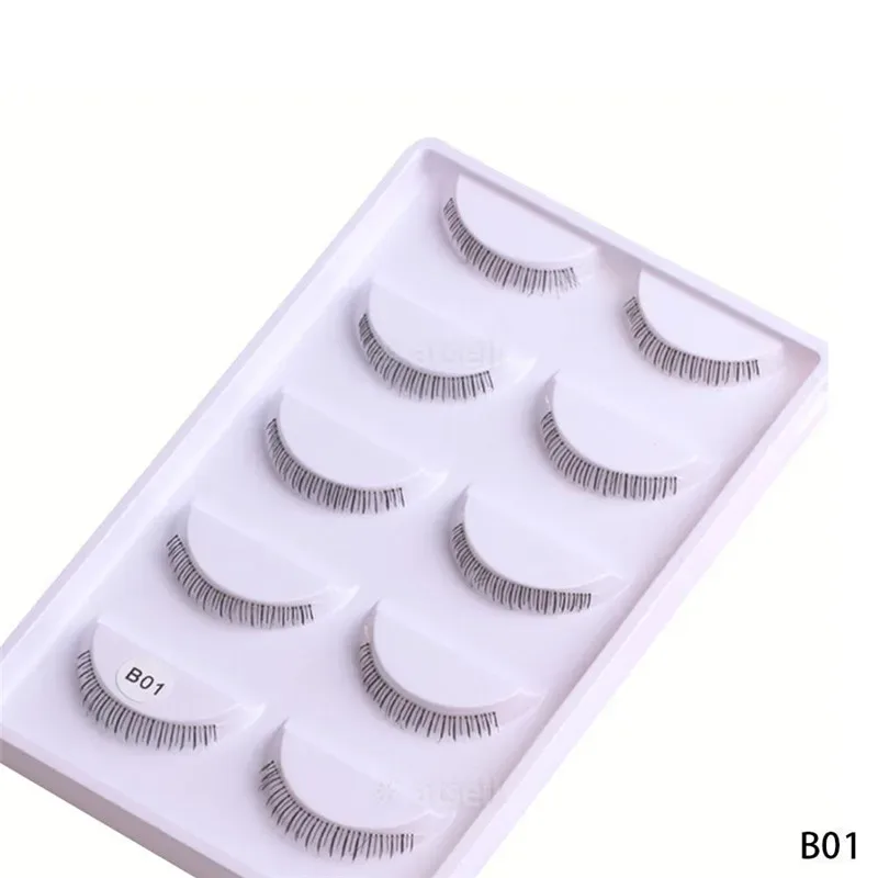 Paquet de 5 paires de cils inférieurs, 8 Styles différents, cils inférieurs doux, 100% faits à la main, avec bande transparente — image 5