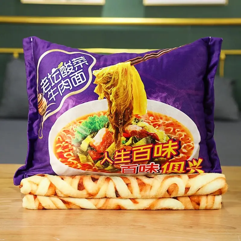 45cm Funny Food Plush Toy Simulation Instant Noodles Plush Pillow with Blanket Stuffed Beef Fried Noodles Gifts Plush Pillow — image 11