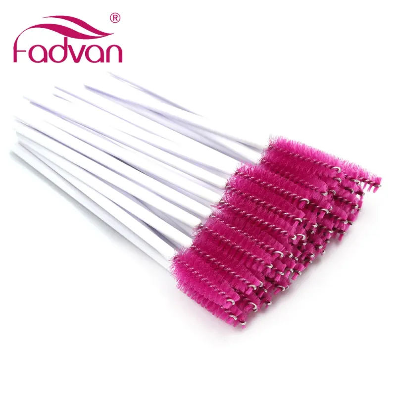 Fadvan 50 Cái/gói Cọ Trang Điểm Nhựa Micro Cây Đũa Phép Lông Mi Giả Dụng Cụ Chải Màu Đen/Hồng/Màu Làn Mi Nối Dài Tiếp Liệu