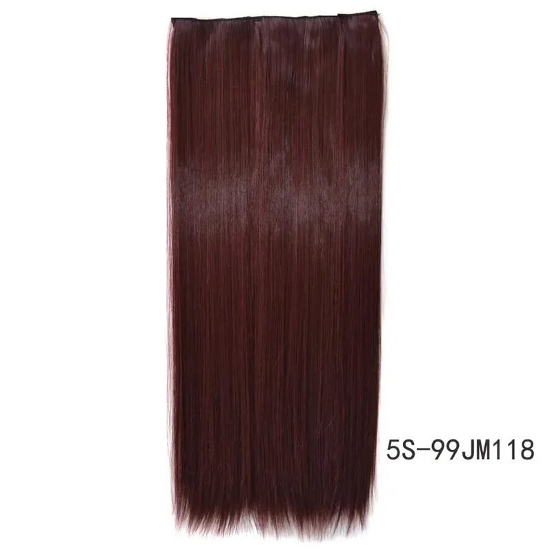 Synthetic Natural Synthetic Hair Extensions 5 Clip In Artificial Fake Ombre Blonde Brown Black Pink Straight False Hair Piece