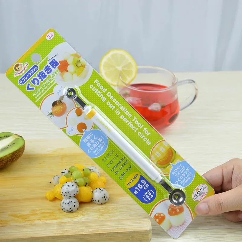 Mini vykopávač kuliček na jablka Meloun Lžíce Naběračka na zmrzlinu Nerezová ocel Oboustranný nástroj na vaření Kuchyňské doplňky pro kutily Gadgets — image 5