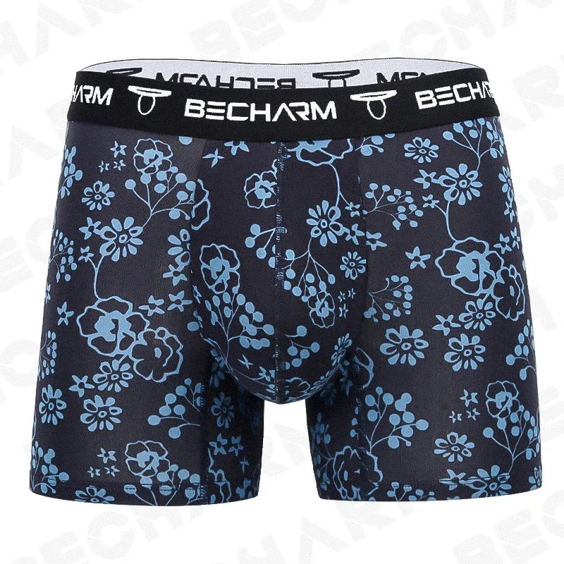 Becharm 男性のパンティーボクサーショーツソリッドグレー大サイズセット男性パンツ男性ブリーフボクサー男のセクシーな服ショートオムホット