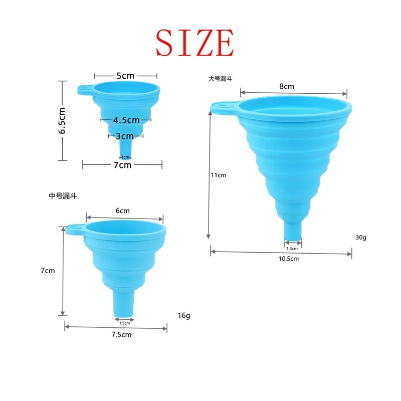 3件矽膠可折疊漏斗家用廚房烹飪工具便攜式酒迷你便攜式油壺漏斗 — image 6