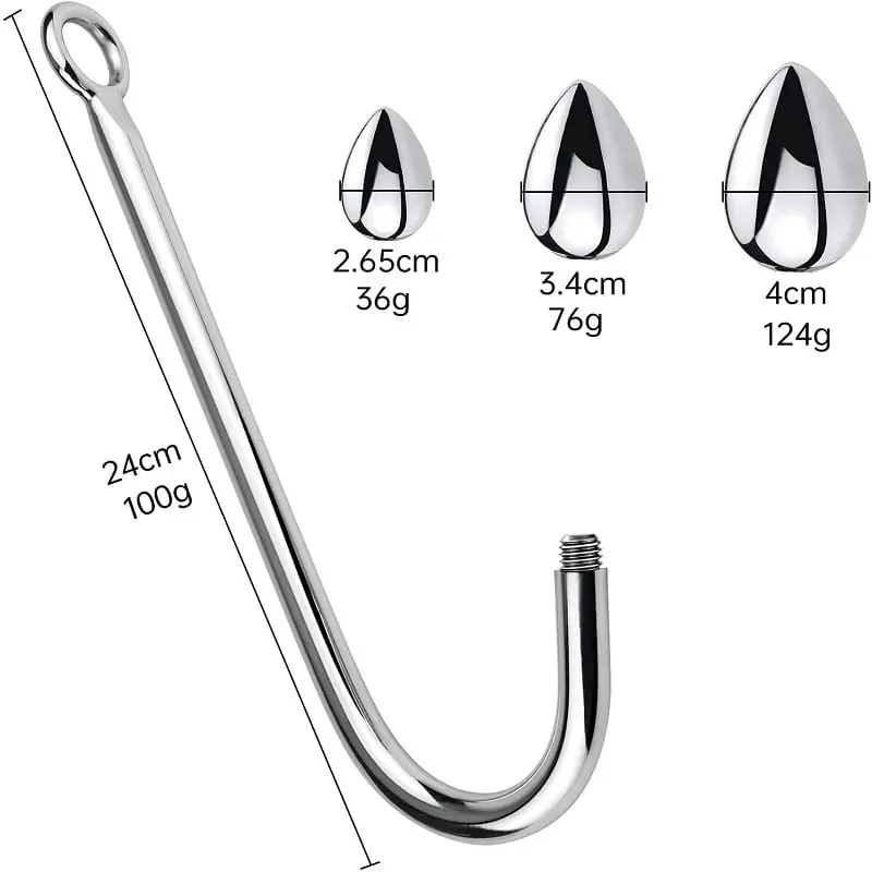 Klein mittel groß 3 Kugeln Set Metall Analhaken Perlen Kopf Butt Plug Dilatator Prostata Massagegerät Einsatz BDSM Sexspielzeug für Männer
