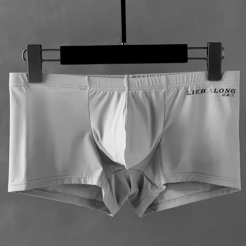 Sexiga män Underkläder Boxers Ice Silk Sexi för pojkar Man U Konvex storväska Andas Bulge Shorts Nylon Sommar Pounch Trosor set