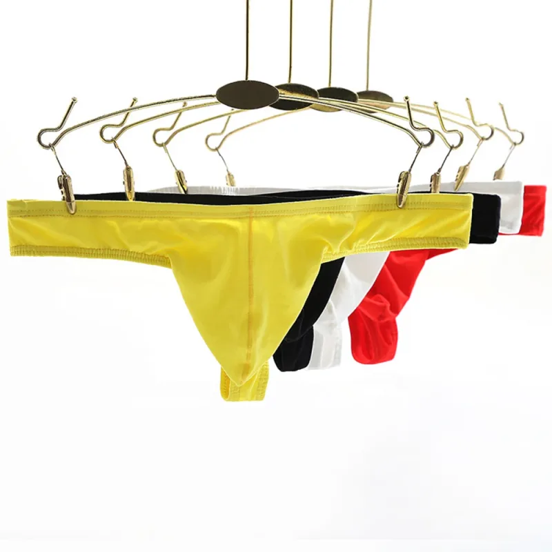 Men Sexy Underwear Cotton Thong Underpants Male Intimates Clothes Low Rise Stretch G-String T-Back Briefs Solid Color Breathable — image 3