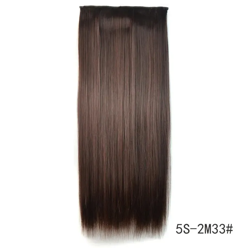 Synthetic Natural Synthetic Hair Extensions 5 Clip In Artificial Fake Ombre Blonde Brown Black Pink Straight False Hair Piece
