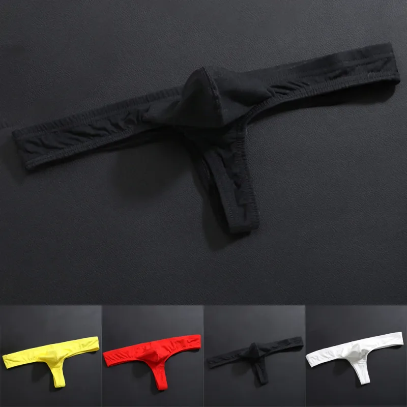 Men Sexy Underwear Cotton Thong Underpants Male Intimates Clothes Low Rise Stretch G-String T-Back Briefs Solid Color Breathable — image 6