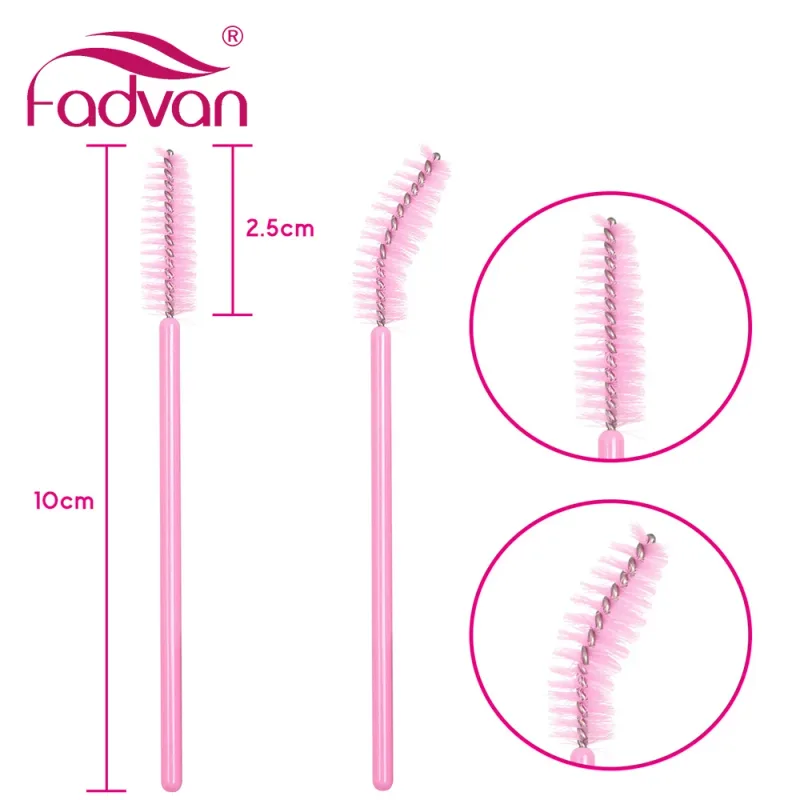 Fadvan 50 Cái/gói Cọ Trang Điểm Nhựa Micro Cây Đũa Phép Lông Mi Giả Dụng Cụ Chải Màu Đen/Hồng/Màu Làn Mi Nối Dài Tiếp Liệu