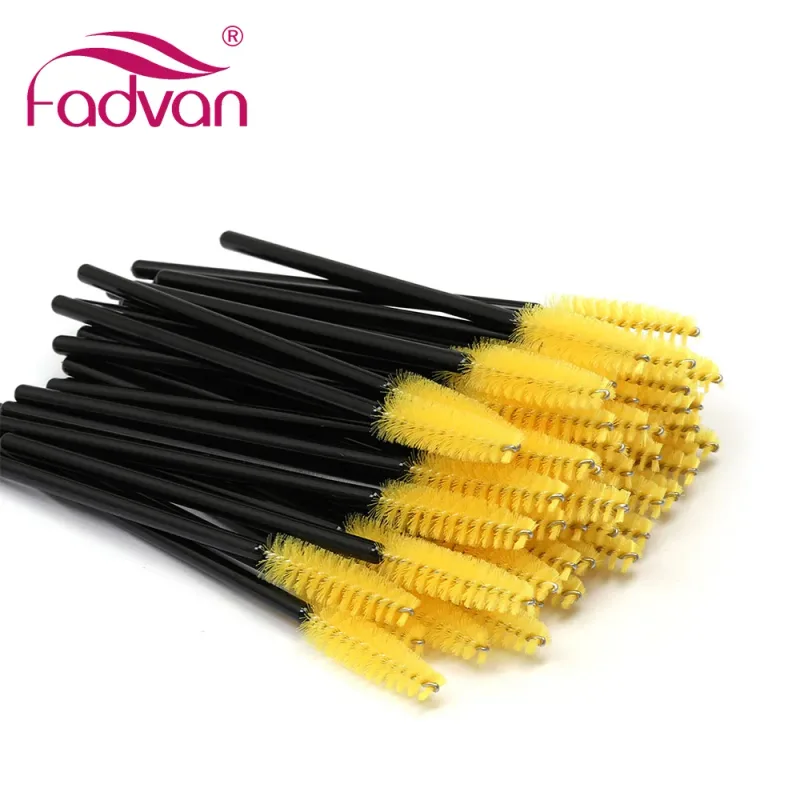 Fadvan 50 Cái/gói Cọ Trang Điểm Nhựa Micro Cây Đũa Phép Lông Mi Giả Dụng Cụ Chải Màu Đen/Hồng/Màu Làn Mi Nối Dài Tiếp Liệu