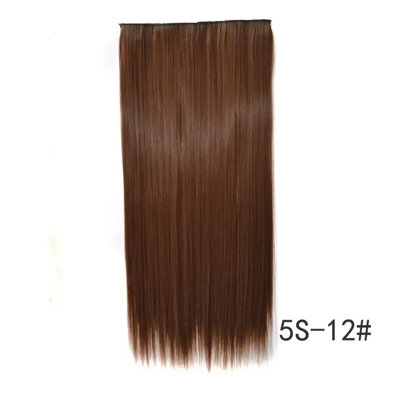 Synthetic Natural Synthetic Hair Extensions 5 Clip In Artificial Fake Ombre Blonde Brown Black Pink Straight False Hair Piece