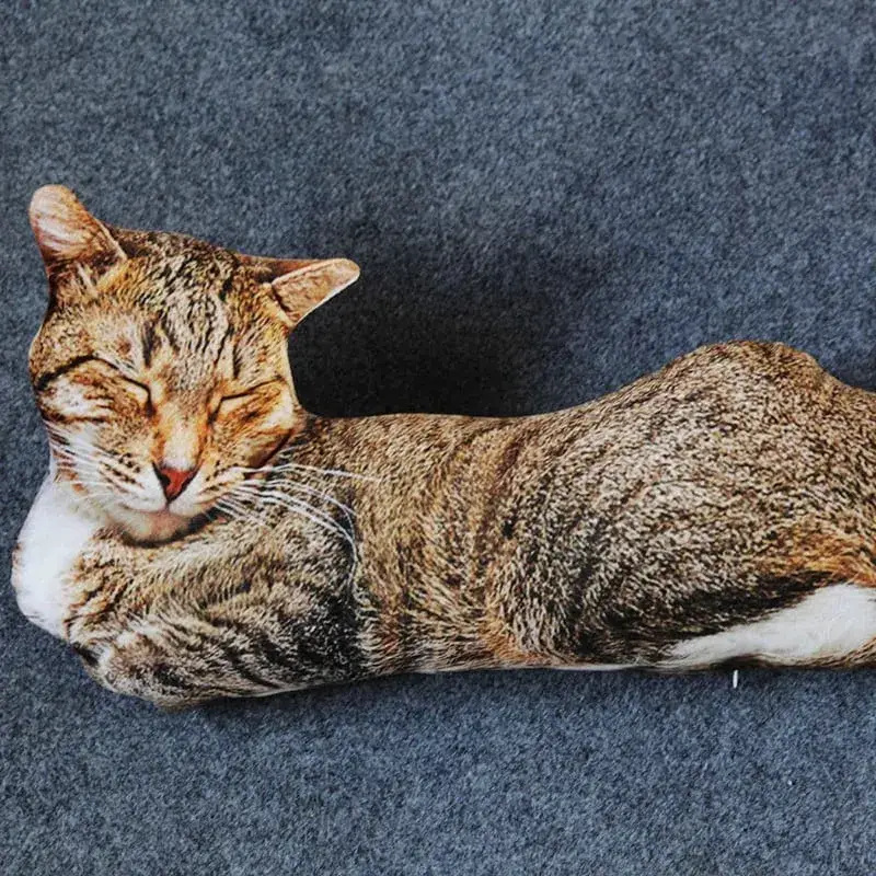 Travesseiro de pelúcia realista de 50 cm para gato, estampa 3D, animal, gato, travesseiro, decoração de casa, presente para pessoas de carro