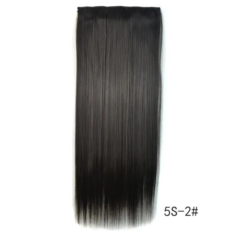 Synthetic Natural Synthetic Hair Extensions 5 Clip In Artificial Fake Ombre Blonde Brown Black Pink Straight False Hair Piece