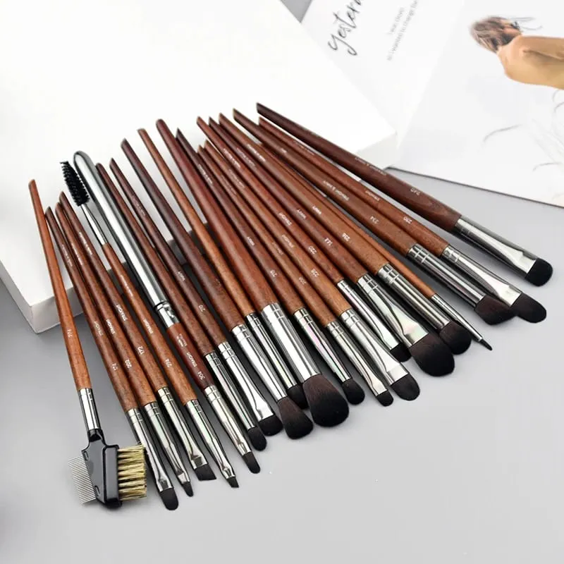 Přírodní dřevo štětce na líčení očí celá sada Pro Crease Eyeshadow Make up kit rozmazání zvýrazňovač obočí Štětec na řasy praktický — image 3