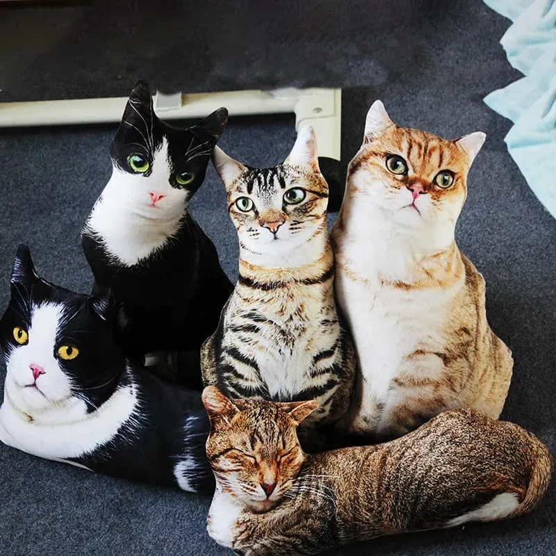 Travesseiro de pelúcia realista de 50 cm para gato, estampa 3D, animal, gato, travesseiro, decoração de casa, presente para pessoas de carro