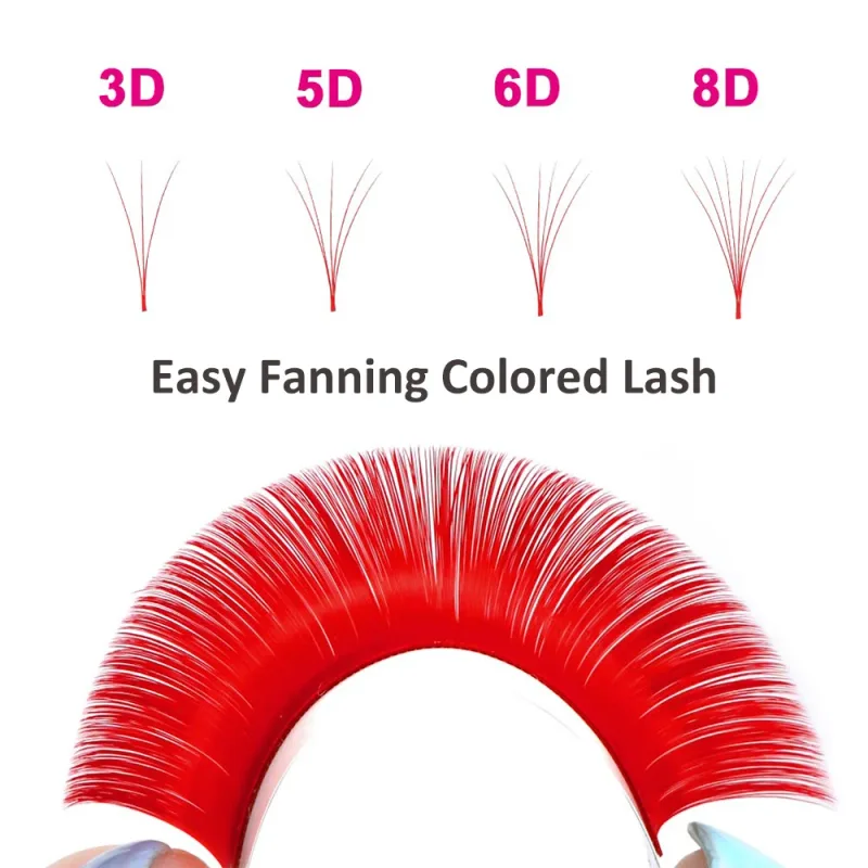 Fadvan Dài 15-20mm Dễ Dàng Fanning Trang Điểm Hàng Mi Hỗn Hợp 8-14mm Màu Giả Mắt Hàng Mi Phần Mở Rộng xanh/Tím/Đỏ/Màu Xanh Lash — image 4