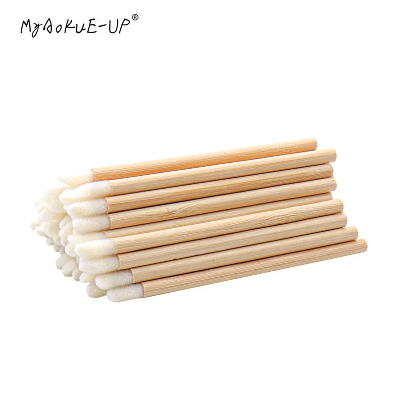 50 Teile/paket Einweg Bambus Lippen Pinsel Wimpern Micro Pinsel Applikator Werkzeug für Wimpern Verlängerung Frauen Make-Up-Tools