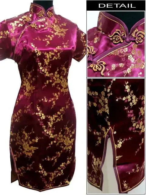Đen Truyền Thống Phụ Nữ Trung Quốc Qipao Đầm Ngắn Gợi Cảm Sườn Xám Tay Nút Hoa Kích Thước Lớn 3XL 4XL 5XL 6XL — image 15