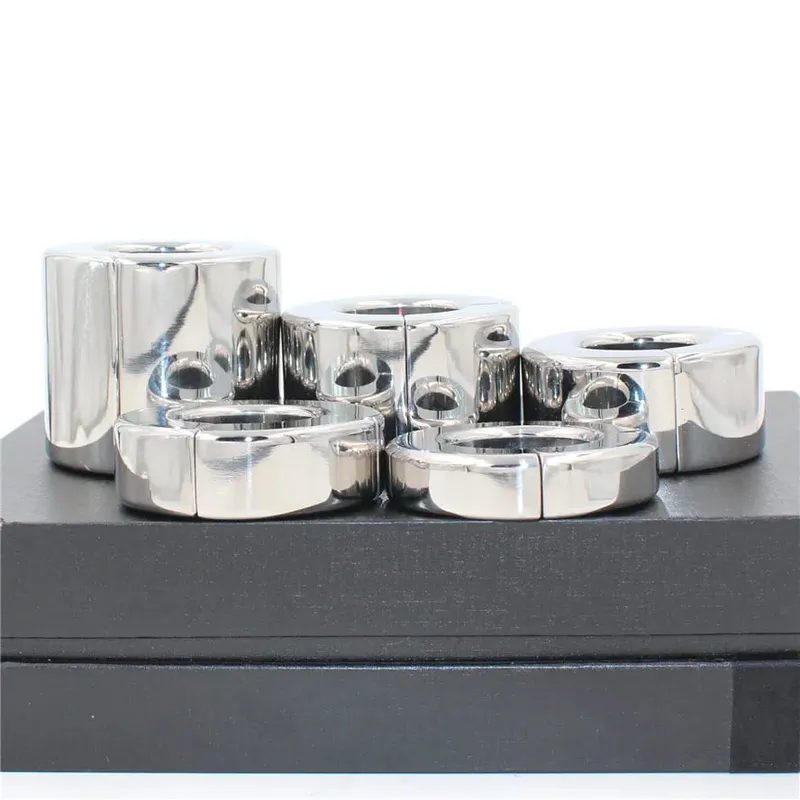 Magnetic Lock Metal Scrotum Pendant Ball Stretcher Testis Weight Cock Ring Penis Restraint Stainless Steel Sex Toys for Men — image 5