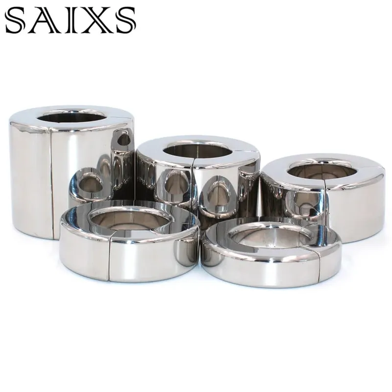 Magnetic Lock Metal Scrotum Pendant Ball Stretcher Testis Weight Cock Ring Penis Restraint Stainless Steel Sex Toys for Men — image 2