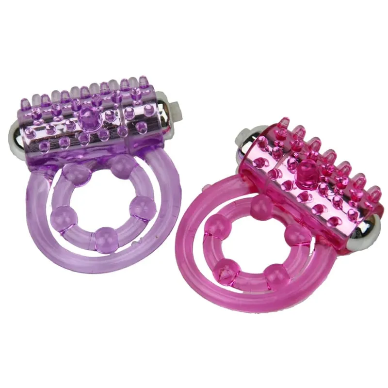 Double rings vibrator waterproof clitoris Massager masturbation Vibrating lasting cocking delay ejaculation vibe Sex Toy For man