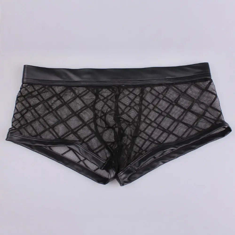 Sexy Ademende Dunne Boxer Zwarte Mannen Mesh Transparant Zien Door U-convexe Ondergoed Lingerie Gay Wear Broek — image 2