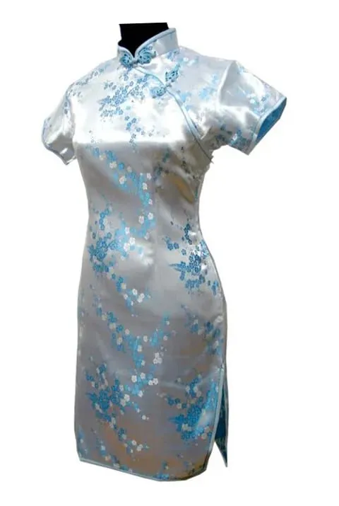 Đen Truyền Thống Phụ Nữ Trung Quốc Qipao Đầm Ngắn Gợi Cảm Sườn Xám Tay Nút Hoa Kích Thước Lớn 3XL 4XL 5XL 6XL — image 2