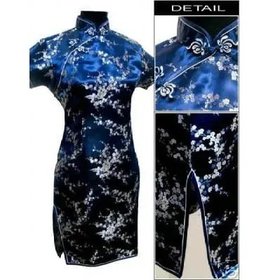 Đen Truyền Thống Phụ Nữ Trung Quốc Qipao Đầm Ngắn Gợi Cảm Sườn Xám Tay Nút Hoa Kích Thước Lớn 3XL 4XL 5XL 6XL — image 18