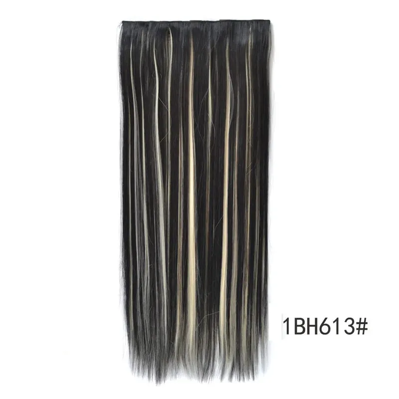 Synthetic Natural Synthetic Hair Extensions 5 Clip In Artificial Fake Ombre Blonde Brown Black Pink Straight False Hair Piece
