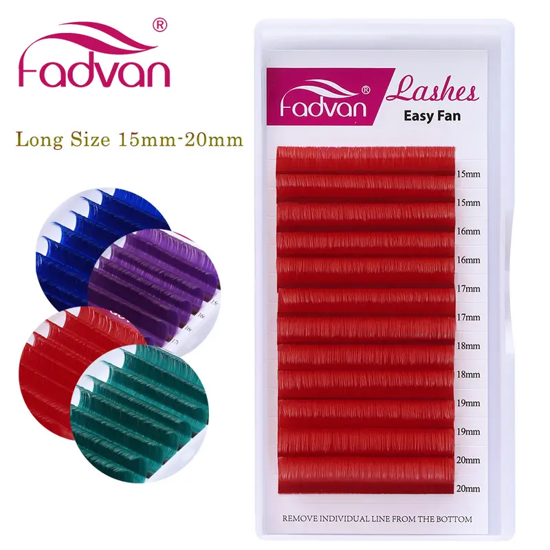 Fadvan Dài 15-20mm Dễ Dàng Fanning Trang Điểm Hàng Mi Hỗn Hợp 8-14mm Màu Giả Mắt Hàng Mi Phần Mở Rộng xanh/Tím/Đỏ/Màu Xanh Lash — image 2