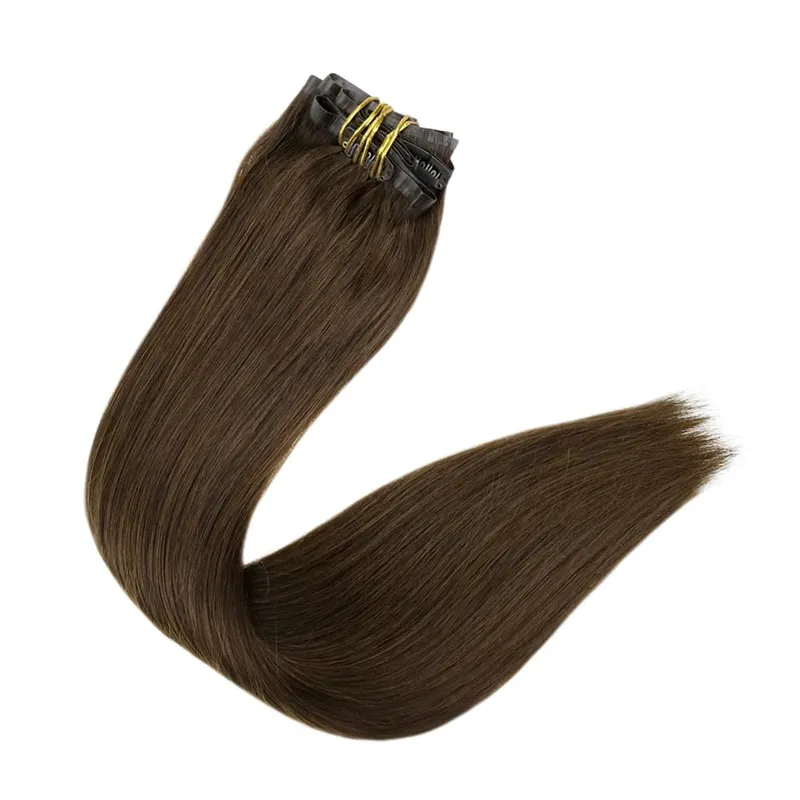 Clip invisible sin costuras Full Shine en extensiones de cabello humano 8 piezas 120 g Remy Balayage Color rubio — image 20