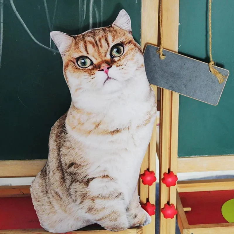 Travesseiro de pelúcia realista de 50 cm para gato, estampa 3D, animal, gato, travesseiro, decoração de casa, presente para pessoas de carro