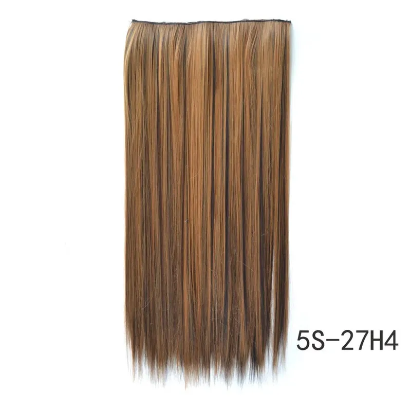 Synthetic Natural Synthetic Hair Extensions 5 Clip In Artificial Fake Ombre Blonde Brown Black Pink Straight False Hair Piece