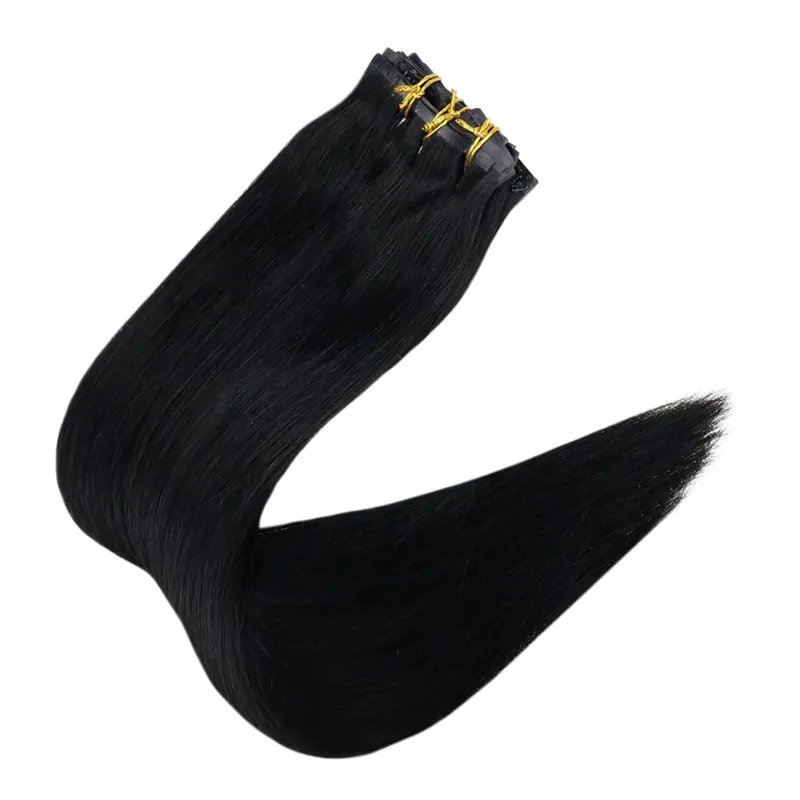 Clip invisible sin costuras Full Shine en extensiones de cabello humano 8 piezas 120 g Remy Balayage Color rubio — image 17