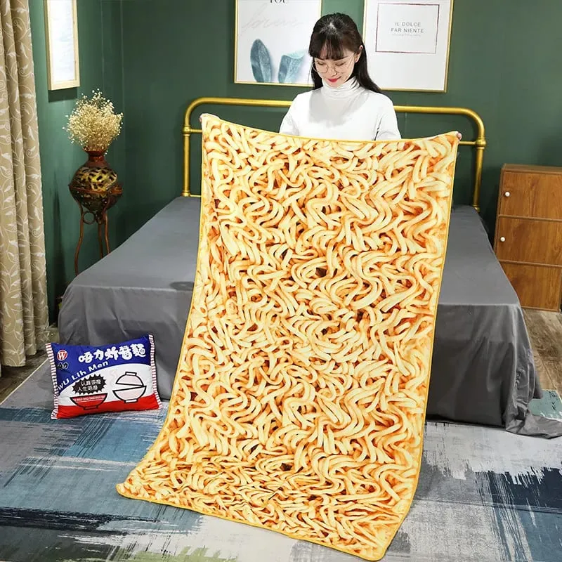 45cm Funny Food Plush Toy Simulation Instant Noodles Plush Pillow with Blanket Stuffed Beef Fried Noodles Gifts Plush Pillow — image 14