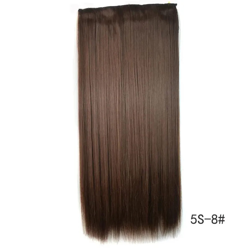 Synthetic Natural Synthetic Hair Extensions 5 Clip In Artificial Fake Ombre Blonde Brown Black Pink Straight False Hair Piece